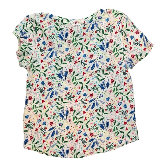 LOFT Blue and Pink Fitted Short Sleeve Blouse - Picture 6 of 9